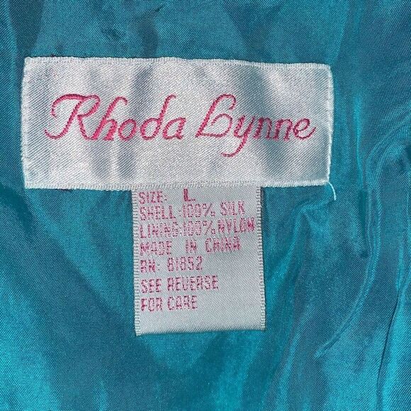 Vintage Teal 100 Percent Silk Bomber Slouchy Fit Jacket Size Large - Picture 7 of 9